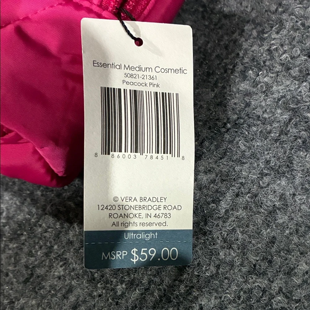 Vera Bradley PEACOCK PINK Quilted Cosmetic Bag - Picture 2 of 3